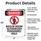 Signmission Boiler Room Authorized Danger Sign, Aluminum, 7in W x 10in L, 2PK OS-2PACK-DS-A-710-V-1048 - alternate 2